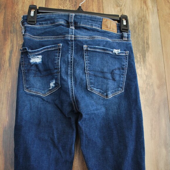 American Eagle Distressed Next Level Stretch Hi Rise Jegging Crop Size 0 - Picture 4 of 8